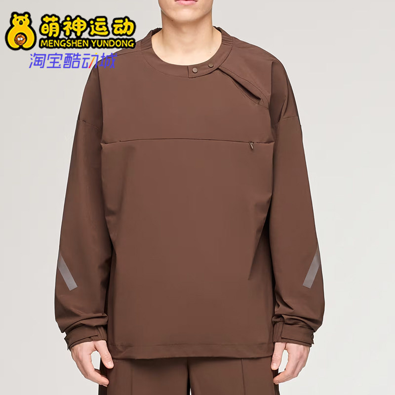 Adidas/阿迪达斯正品男棕色半拉链宽松日常经典休闲卫衣KD3494