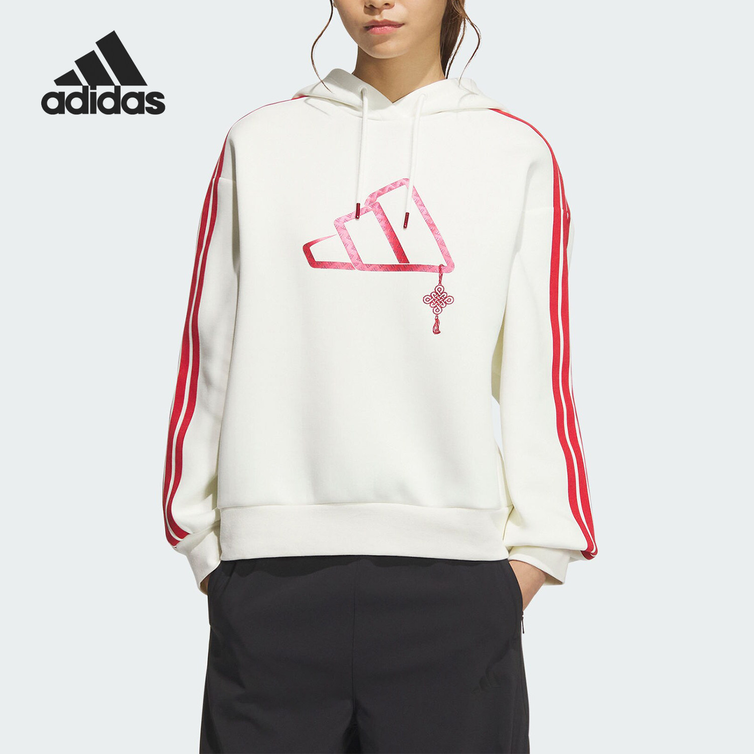 Adidas/阿迪达斯官方正品CW HOODY女士双面针织连帽卫衣JZ1638,运动服/休闲服装,运动卫衣/套头衫,淘宝优惠券,粉丝福利购,淘宝优惠卷