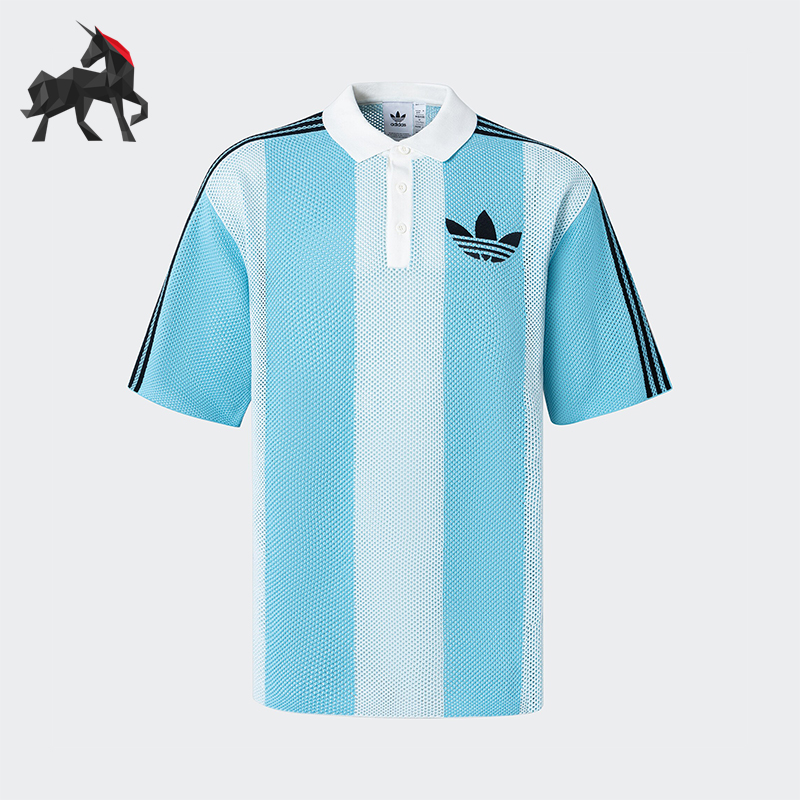 阿迪达斯男女足球风运动短袖