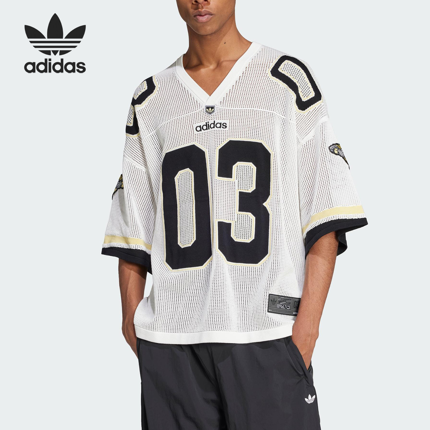 Adidas/阿迪达斯正品三叶草男女运动透气足球V领短袖JX1699