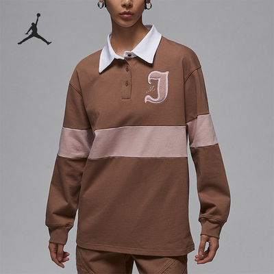 耐克女士运动拼接翻领时尚卫衣