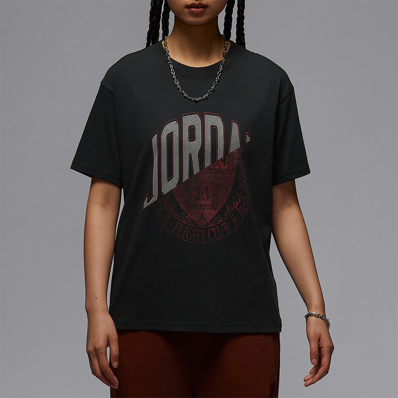 Nike/耐克正品JORDAN女士柔软宽松针织经典透气短袖IB7035-045