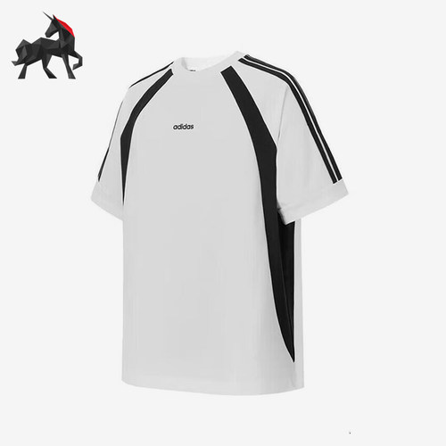 Adidas/阿迪达斯正品2025夏季款男士经典拼接宽松透气短袖KB8558