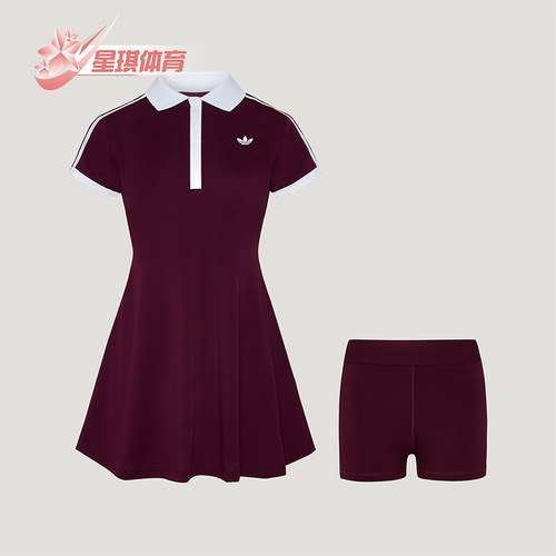 Adidas/阿迪达斯正品三叶草女士复古网球运动连衣裙LG4963