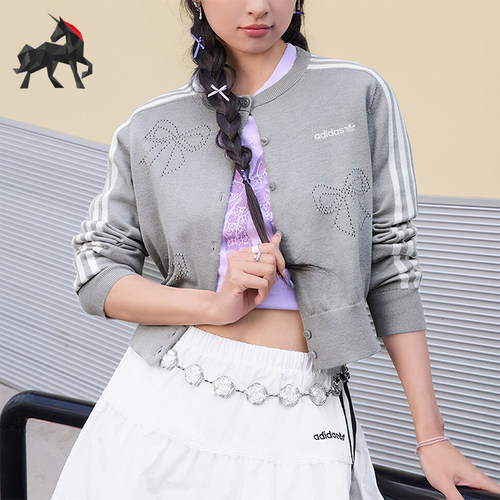 Adidas/阿迪达斯正品三叶草CARDIGANW新款女经典针织开衫LF1186
