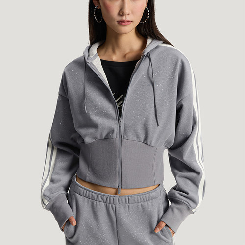 Adidas/阿迪达斯正品DCE KN JKT 1女士条纹针织时尚外套KX8906