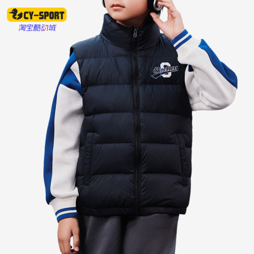 Skechers/斯凯奇正品新款儿童保暖户外立领梭织羽绒马甲