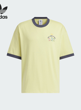 Adidas/阿迪达斯正品三叶草男女同款印花圆领短袖T恤JP1413