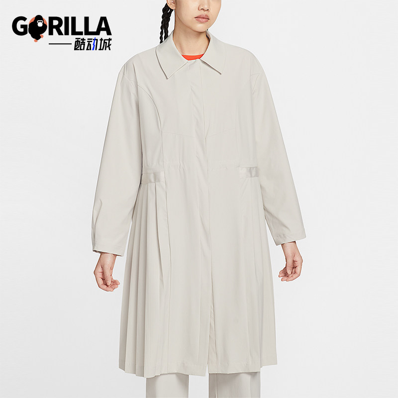 Nike/耐克正品Dri-FIT女士运动翻领轻盈长款休闲风衣HV3628-104