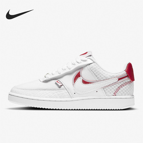 Nike/耐克正品CourtVision1双钩新款女经典白红色板鞋CI7827-100