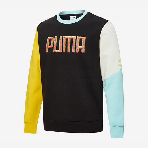 Puma/彪马正品COLORFUL EMB男女同款复古拼接圆领卫衣532180-01