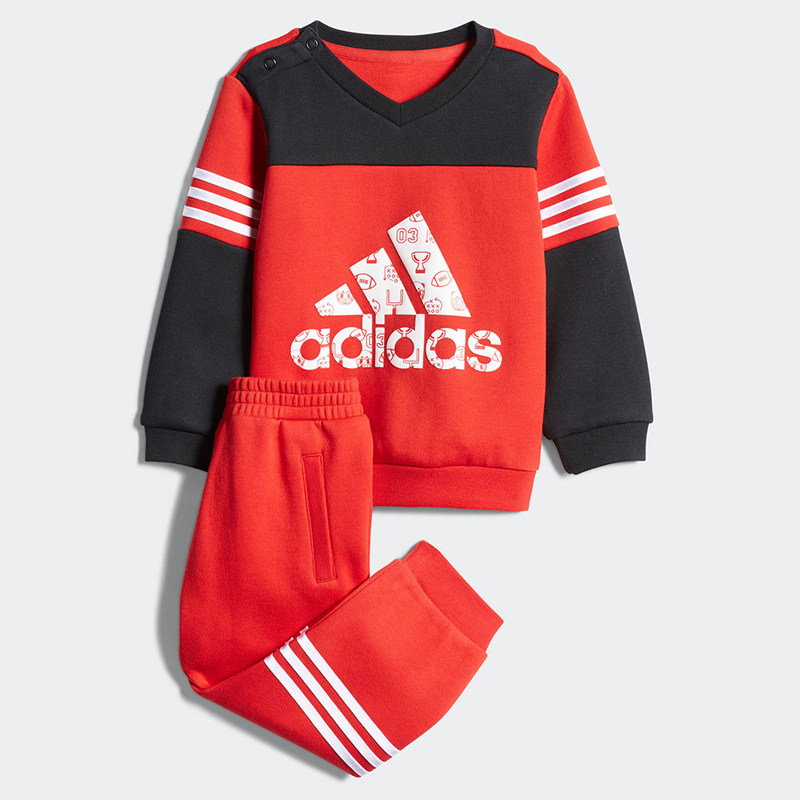 Adidas/阿迪达斯正品 当季新款男童运动V领长袖套装 FM9678