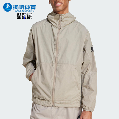 Adidas/阿迪达斯正品新款男士梭织休闲透气宽松连帽外套JF3293