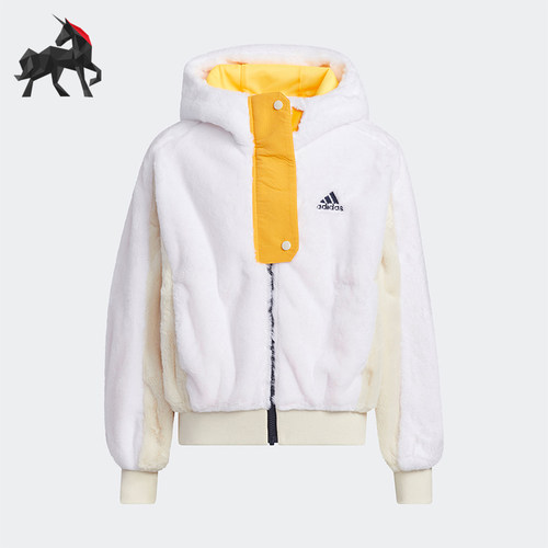 Adidas/阿迪达斯正品KNIT JACKET大童连帽时尚保暖针织外套H45057