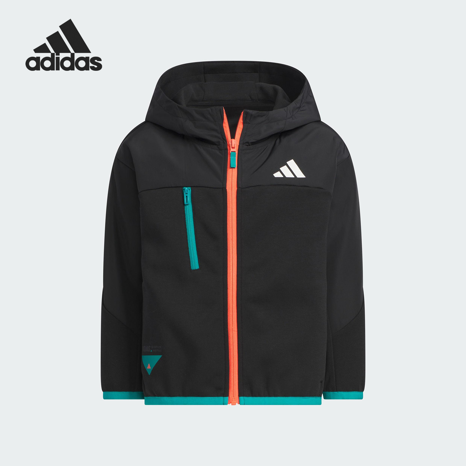 Adidas/阿迪达斯正品SPORTSWEAR小童连帽针织运动休闲外套KF4950