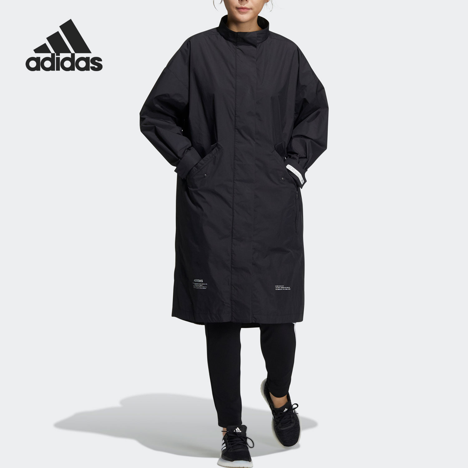 Adidas/阿迪达斯正品女子立领印花中长款运动夹克外套 HA3912