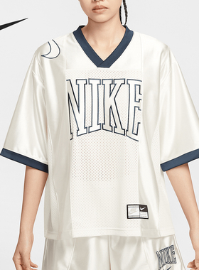 Nike/耐克正品2025夏季女士印花网眼透气经典V领短袖HJ0281-133