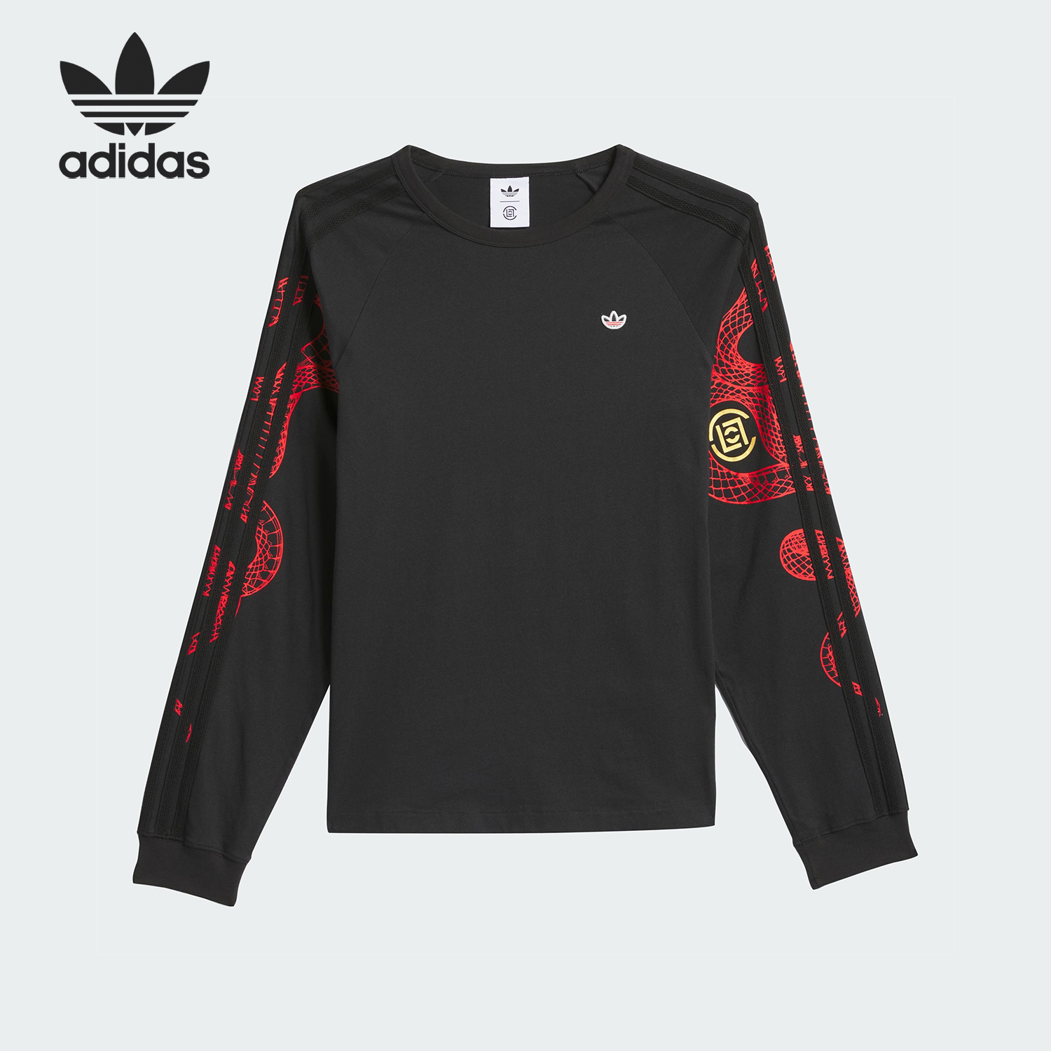 Adidas/阿迪达斯正品三叶草男士印花透气圆领长袖T恤JD3537