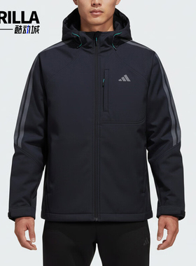 Adidas/阿迪达斯正品Softshell男士连帽经典拉链软壳外套KR2498
