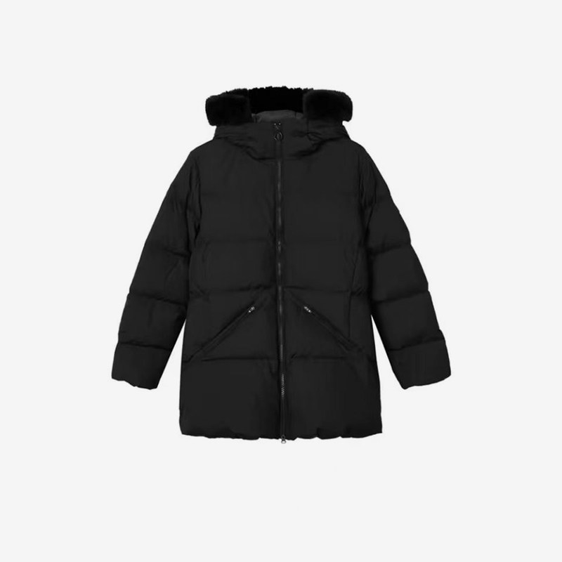 Skechers/斯凯奇正品休闲新款女士宽松中长款保暖运动连帽羽绒服