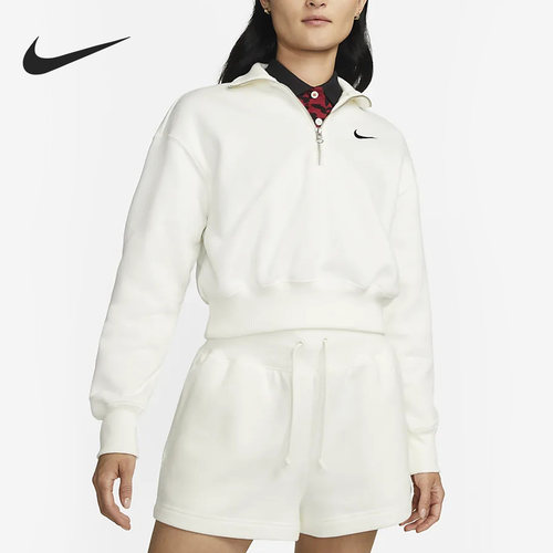 Nike/耐克正品2023新款女子加绒半拉链短款卫衣DQ5768-133