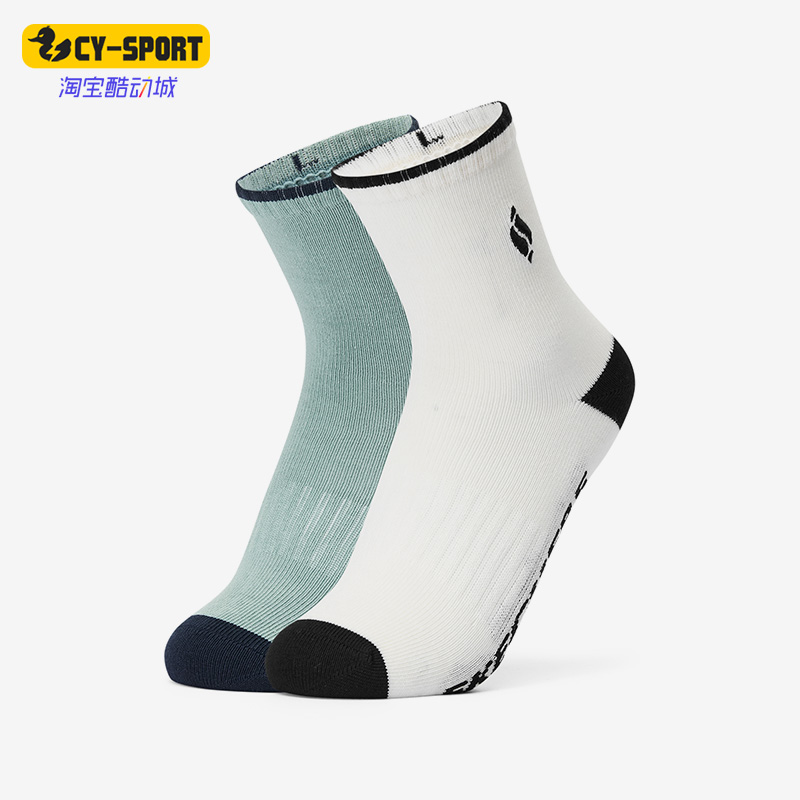 Skechers/斯凯奇正品新款男女透气运动中筒袜两双装L123K014-02Q1