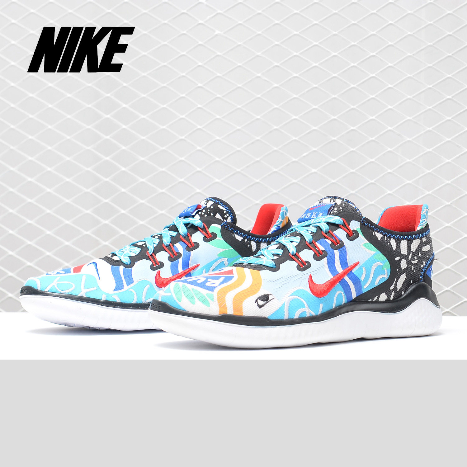 Nike/耐克正品 Free RN 2019 城市版涂鸦 女子赤足跑步鞋 AQ7509