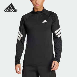长袖 GYM综合训练半开襟男士 T恤JW7567 阿迪达斯正品 Adidas