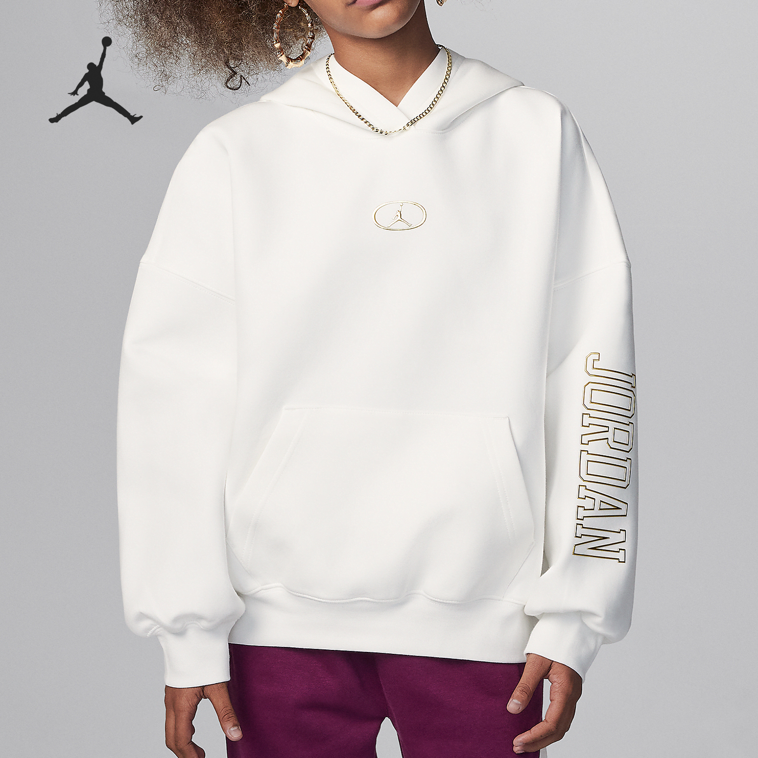 Nike/耐克正品JORDAN大童简约休闲女鞋印花卫衣HV1523-133