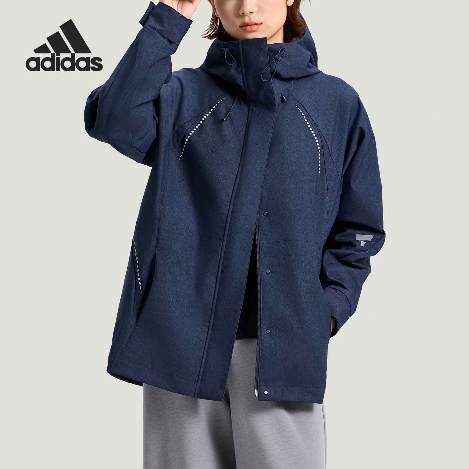 Adidas/阿迪达斯官方正品轻运动系列新款女深蓝色夹克外套KV4873