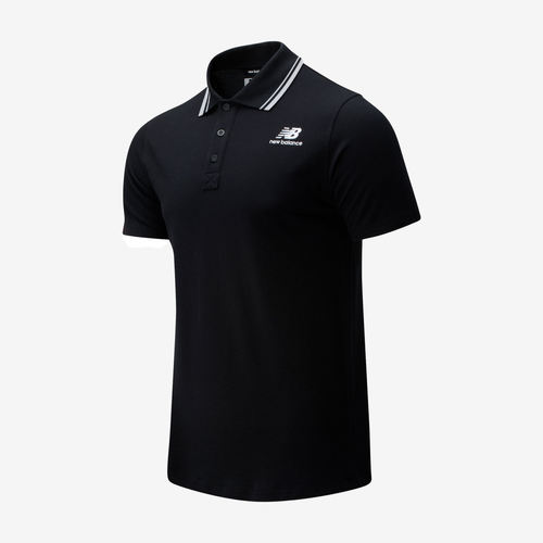 New Balance新百伦正品男短袖针织刺绣条纹翻领衫AMT01983-BK