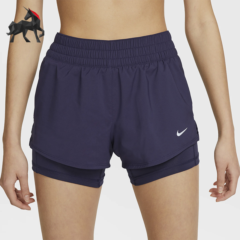 Nike/耐克正品2025女士梭织松紧腰透气二合一运动短裤DX6013-555