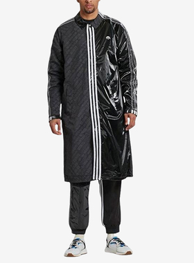 Adidas/阿迪达斯正品男女同款条纹翻领经典插肩长袖大衣BP6685