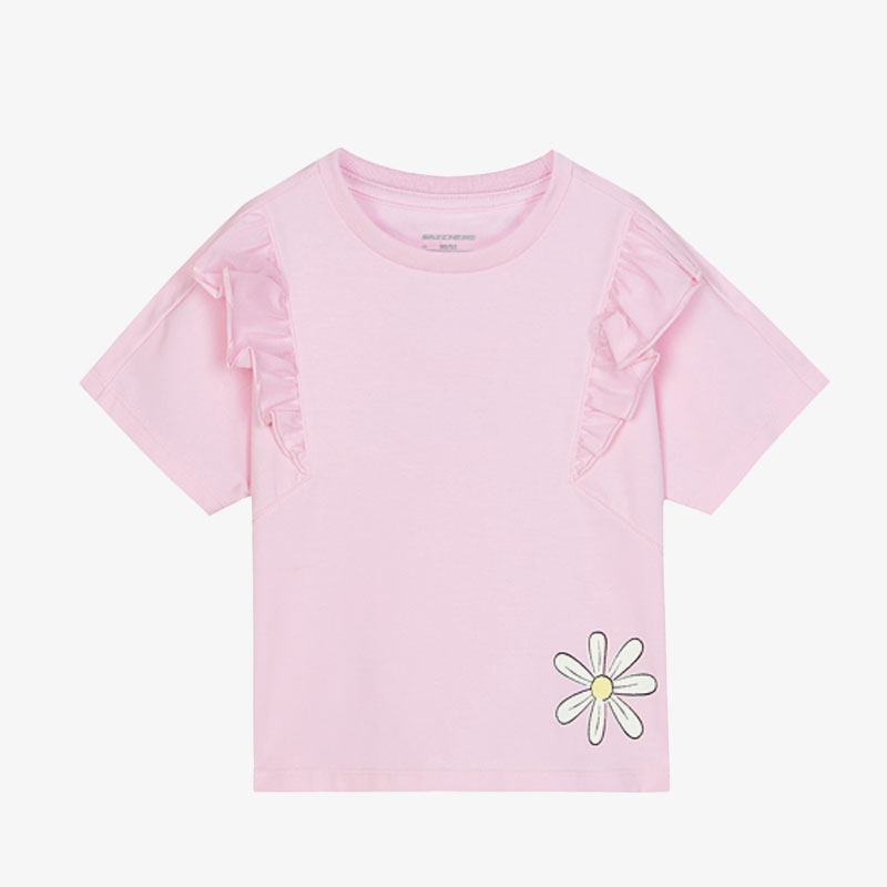 Skechers/斯凯奇正品新款荷叶边舒适透气小童运动针织短袖,童装/婴儿装/亲子装,T恤,淘宝优惠券,粉丝福利购,淘宝优惠卷