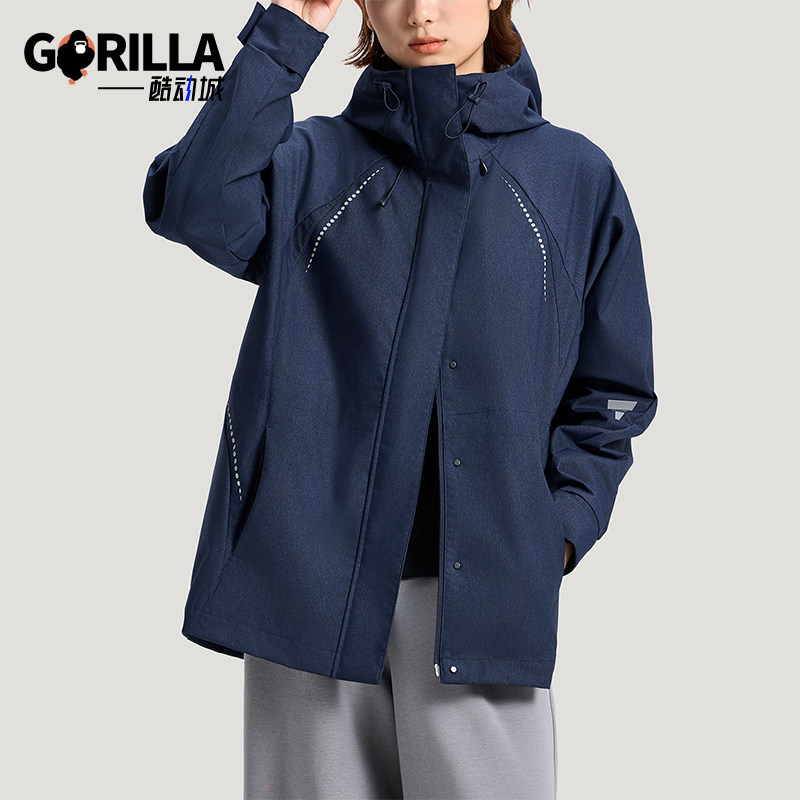 Adidas/阿迪达斯正品轻运动系列新款女经典深蓝色夹克外套KV4873