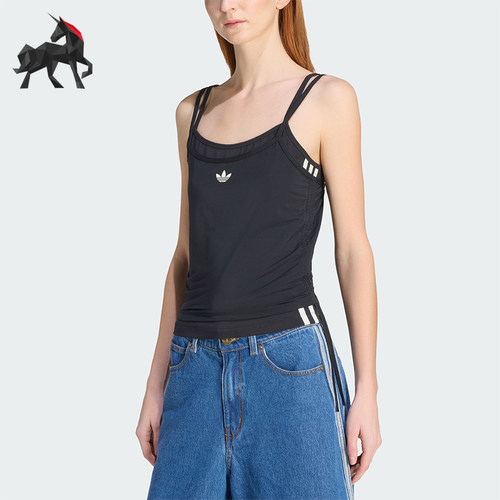 Adidas/阿迪达斯正品三叶草女士运动针织修身吊带背心T恤KW4524
