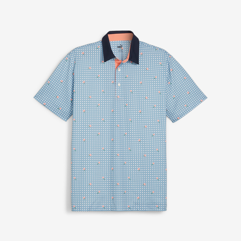 Puma/彪马正品2024新款男士格纹珠地面料高尔夫专业Polo衫