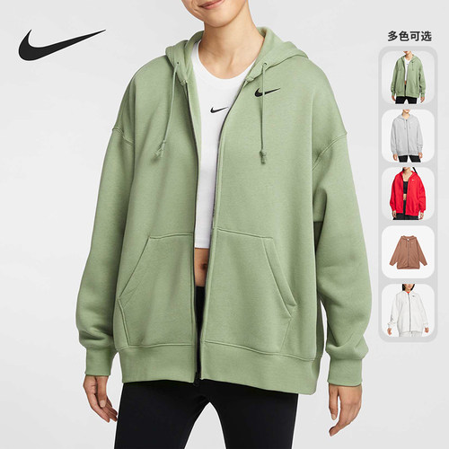 Nike/耐克正品OVERSIZE女士加绒连帽宽松保暖夹克外套DD5635-215