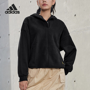 女士加绒休闲宽松连帽卫衣GT0147 新款 Adidas 阿迪达斯正品