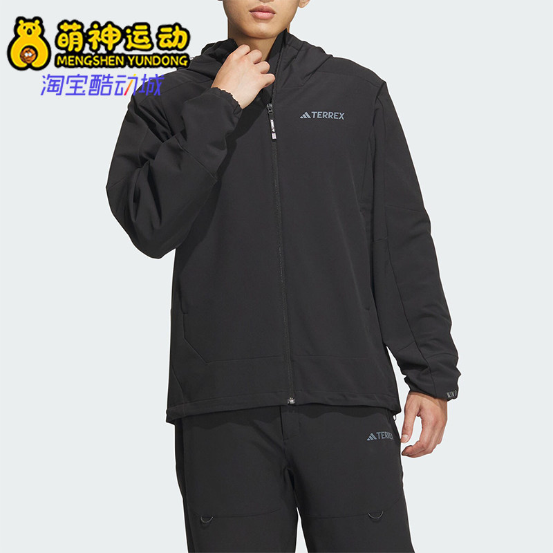 Adidas/阿迪达斯正品新款男士户外透湿疏水运动软壳衣JE8282