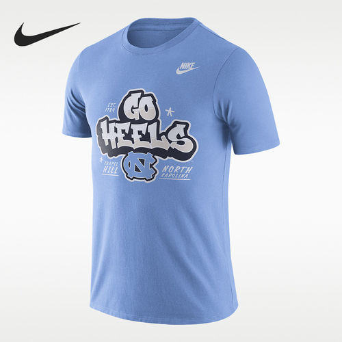 Nike耐克正品男款UNC卡通字母图案印花圆领短袖T恤FN6118-448