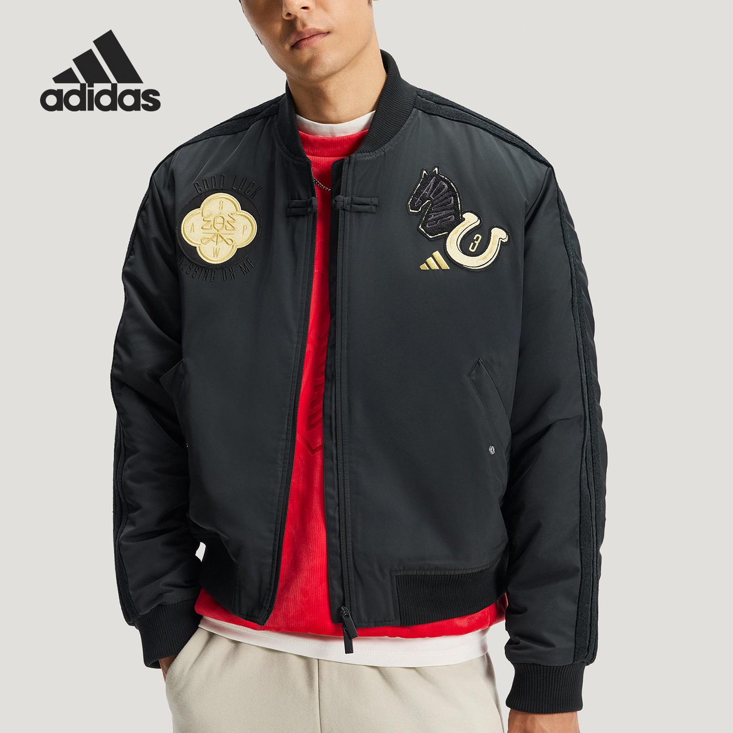 Adidas/阿迪达斯官方正品2025冬季款男士立领宽松休闲外套KQ5093