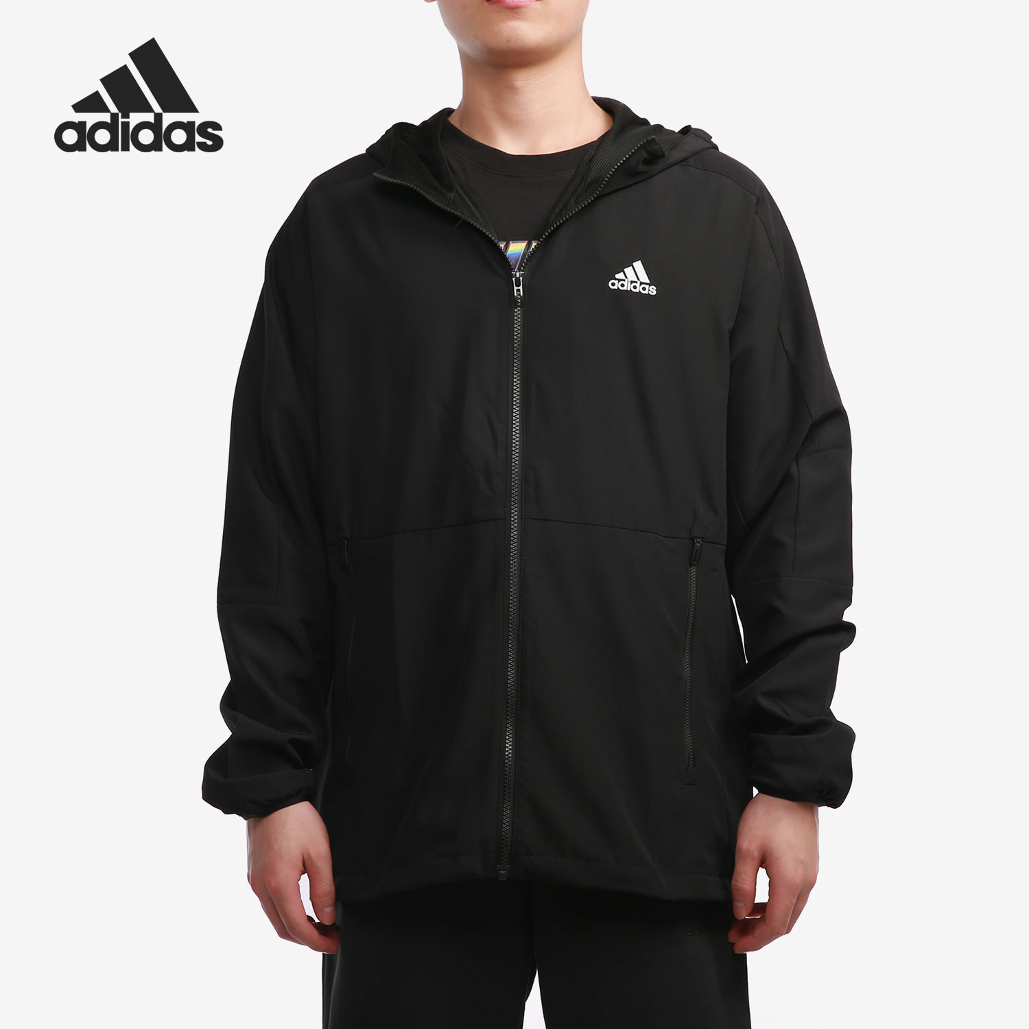 adidas/阿迪达斯正品2021新款运动休闲男子连帽拉链外套 h40228