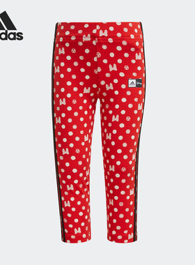 Adidas/阿迪达斯正品2025小童时尚满印紧身针织运动裤GN4929