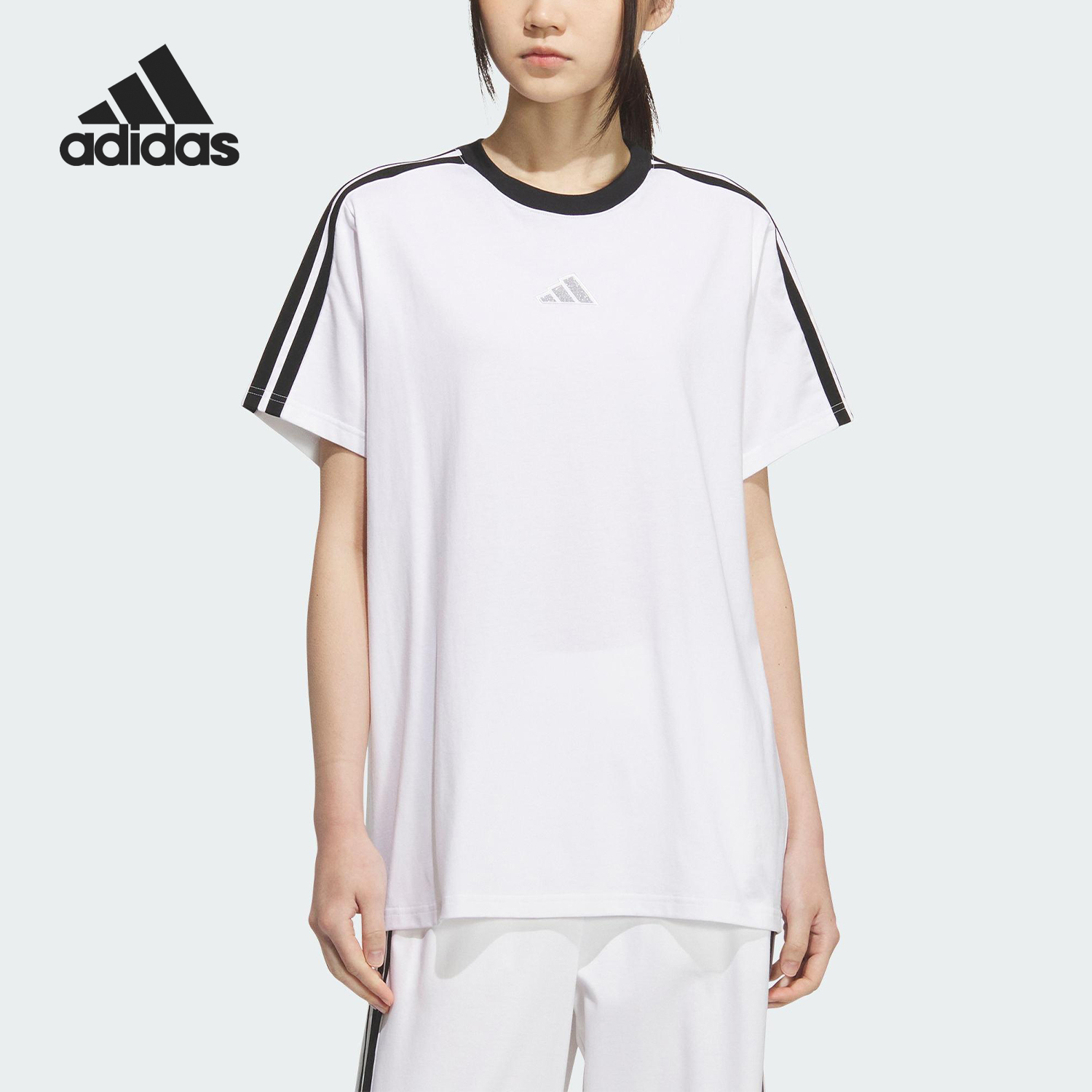 阿迪达斯女士针织透气宽松短袖