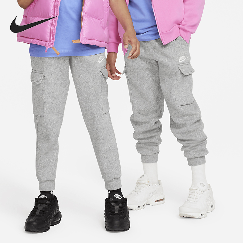 Nike/耐克正品2025秋季款大童日常运动刺绣束脚长裤FD3012-063