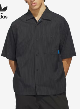Adidas/阿迪达斯官方正品三叶草复古纽扣男女休闲短袖衬衫KC6300