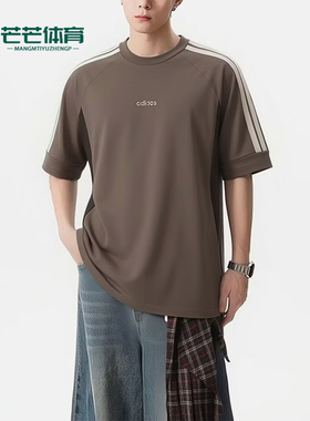 Adidas/阿迪达斯正品T恤男宽松条纹简约经典休闲舒适短袖KQ5310
