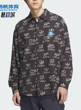 Adidas/阿迪达斯正品三叶草男士经典透气运动休闲印花衬衫JN1663