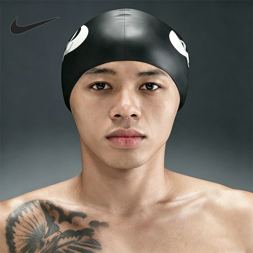 Nike/耐克正品NikeSwim硅胶泳帽新款男黑白色泳帽IQ7840-011